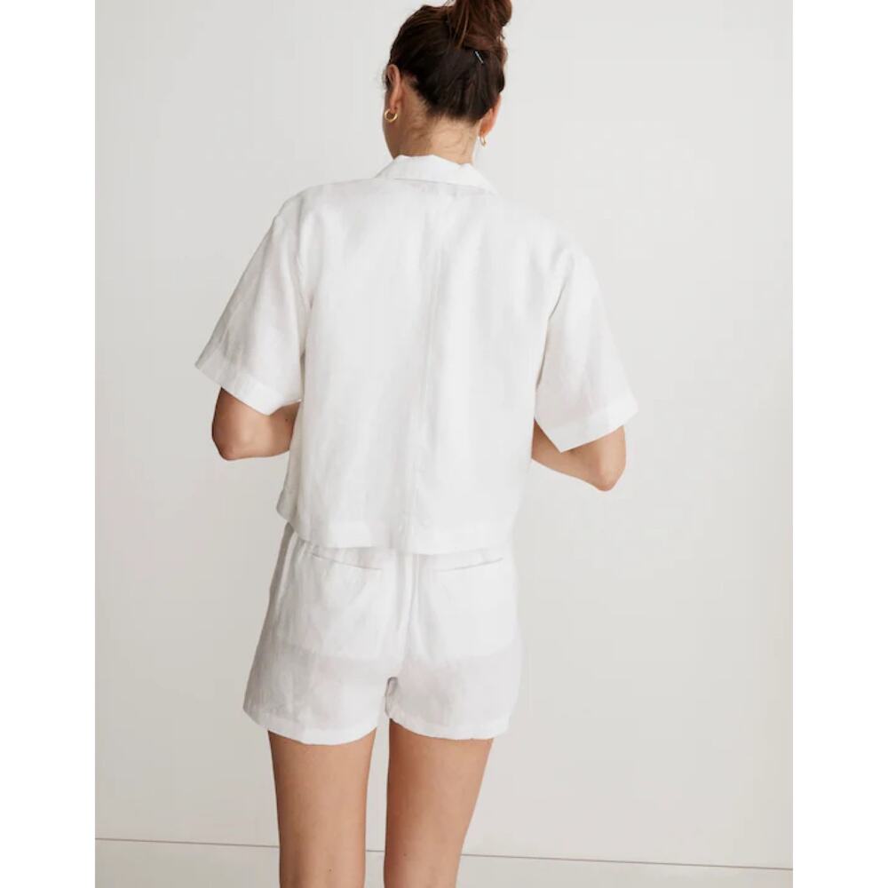 New Madewell 100% Linen Resort Shirt in Eyelet White Size M - Picture 2 of 10